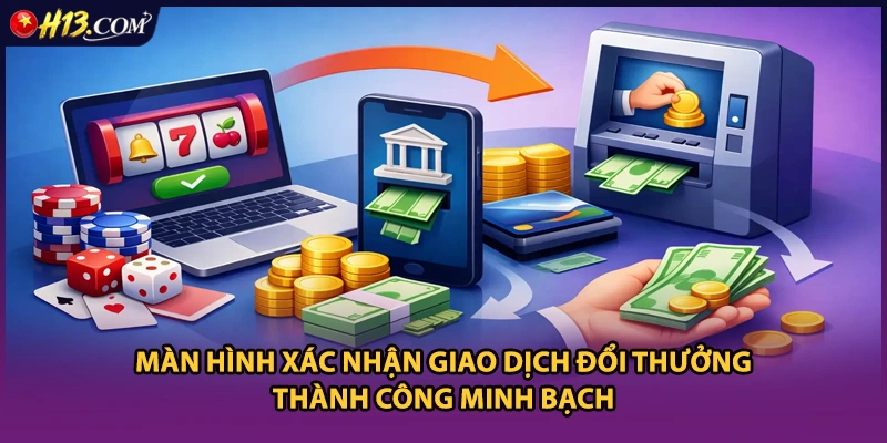Màn hình xác nhận giao dịch đổi thưởng thành công minh bạch